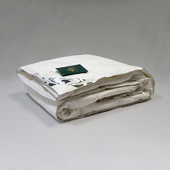 Одеяло Natures Серебряная мечта СМ-О-5-2, полуторное, пуховое, кассетное, всесезонное, 150х200 см, белое с серебряным кантом